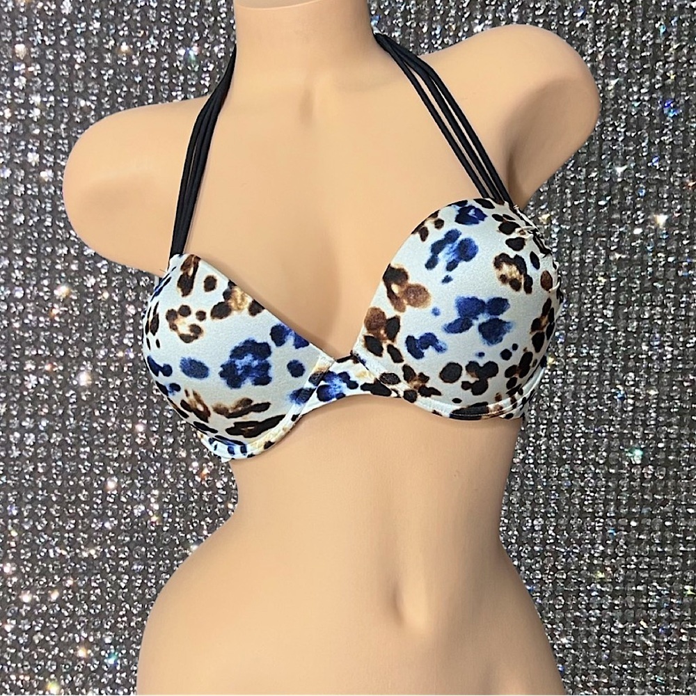 Victoria secret bombshell bikini top cheetah leopard print shiny metallic y2k